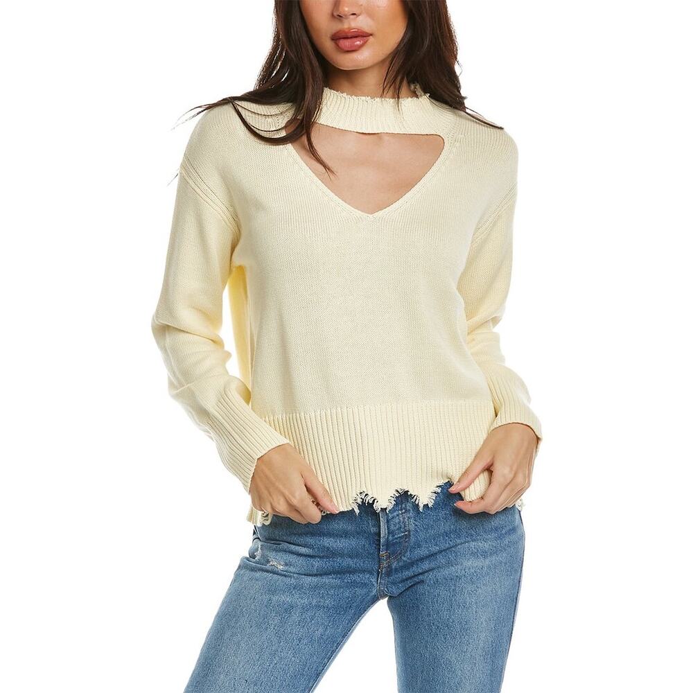 525 AMERICA V-neck Sweater Butter Yellow Distressed 90s NWT XS